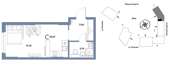 Планировка Студия, 30.67 м² ЖК «Сибирский сад» Планировка Студия, 30.67 м² ЖК «Сибирский сад»