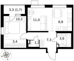 Квартира 2-комн. квартира, 47.2 м² ЖК «1-й Химкинский» Фото 1 Квартира 2-комн. квартира, 47.2 м² ЖК «1-й Химкинский» Фото 1