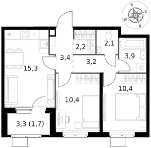 Квартира 2-комн. квартира, 52.6 м² ЖК «1-й Химкинский» Фото 1 Квартира 2-комн. квартира, 52.6 м² ЖК «1-й Химкинский» Фото 1