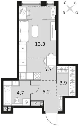 Квартира Студия, 32.8 м² ЖК «Rotterdam» Фото 1 Квартира Студия, 32.8 м² ЖК «Rotterdam» Фото 1