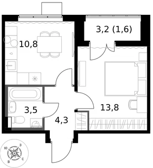 Квартира 1-комн. квартира, 34 м² ЖК «1-й Южный» Фото 1 Квартира 1-комн. квартира, 34 м² ЖК «1-й Южный» Фото 1