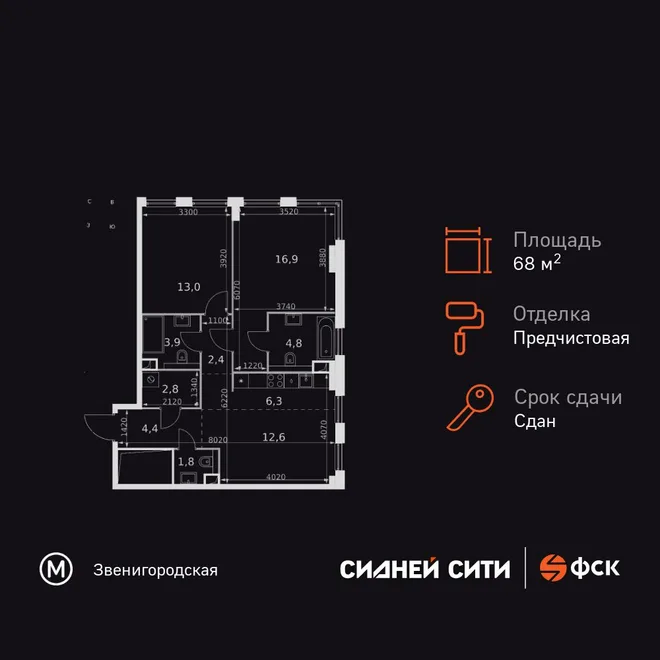 Планировка 2-комн. квартира, 68.9 м² ЖК «Сидней Сити» Планировка 2-комн. квартира, 68.9 м² ЖК «Сидней Сити»