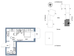 Планировка Студия, 26.72 м² ЖК «Уральский сад»