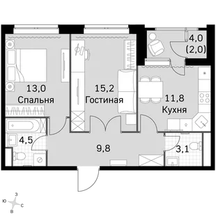 Квартира 2-комн. квартира, 57.2 м² ЖК «Sky Garden» Фото 1 Квартира 2-комн. квартира, 57.2 м² ЖК «Sky Garden» Фото 1