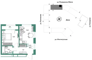 Планировка 2-комн. квартира, 41.12 м² ЖК «Страна.Парковая»
