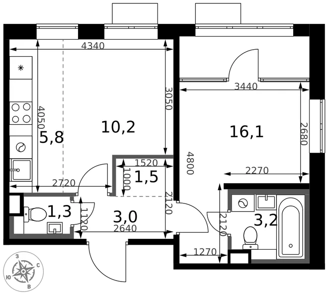 Планировка 2-комн. квартира, 41.1 м² ЖК «1-й Химкинский» Планировка 2-комн. квартира, 41.1 м² ЖК «1-й Химкинский»