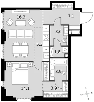 Квартира 2-комн. квартира, 56 м² ЖК «Sydney City» Фото 1 Квартира 2-комн. квартира, 56 м² ЖК «Sydney City» Фото 1