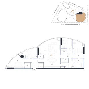 Планировка 3-комн. квартира, 200.6 м² ЖК «АУРУС Резиденции»