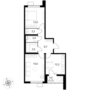 Квартира 2-комн. квартира, 59.5 м² ЖК «1-й Южный» Фото 1 Квартира 2-комн. квартира, 59.5 м² ЖК «1-й Южный» Фото 1