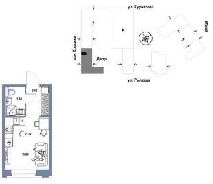 Планировка Студия, 21.37 м² ЖК «Остров-сад»