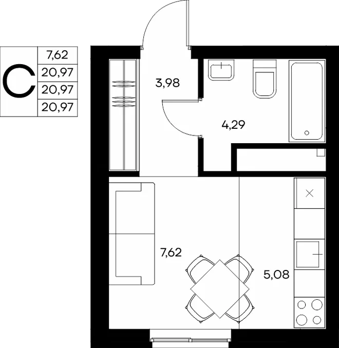 Планировка Студия, 21.79 м² ЖК «Прибрежный дом» Планировка Студия, 21.79 м² ЖК «Прибрежный дом»