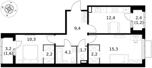 Квартира 2-комн. квартира, 60.4 м² ЖК «1-й Ясеневский» Фото 1