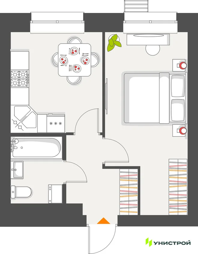 Планировка 1-комн. квартира, 33.72 м² ЖК «Атмосфера» Планировка 1-комн. квартира, 33.72 м² ЖК «Атмосфера»
