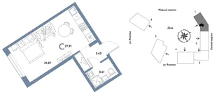 Планировка Студия, 27.91 м² ЖК «Сибирский сад»