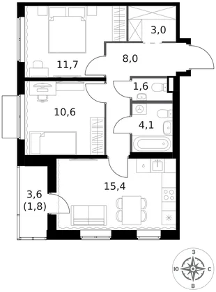 Квартира 2-комн. квартира, 56.2 м² ЖК «1-й Ясеневский» Фото 1 Квартира 2-комн. квартира, 56.2 м² ЖК «1-й Ясеневский» Фото 1