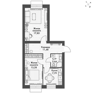 Квартира 2-комн. квартира, 54 м² ЖК «ФоРест» Фото 1 Квартира 2-комн. квартира, 54 м² ЖК «ФоРест» Фото 1