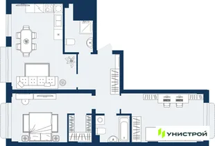 Планировка 2-комн. квартира, 74.22 м² ЖК «ГРАНД БЕРЕГ»