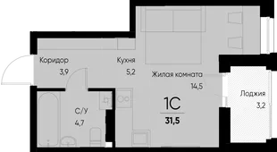 Планировка Студия, 31.5 м² ЖК «Васильевский остров»