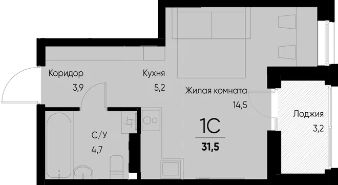 Планировка Студия, 31.5 м² ЖК «Васильевский остров» Планировка Студия, 31.5 м² ЖК «Васильевский остров»