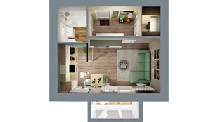Квартира 1-комн. квартира, 30.37 м² ЖК «Город природы» Фото 1 Квартира 1-комн. квартира, 30.37 м² ЖК «Город природы» Фото 1