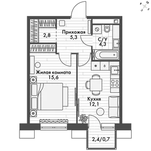 Квартира 1-комн. квартира, 40.8 м² ЖК «Флагман» Фото 1 Квартира 1-комн. квартира, 40.8 м² ЖК «Флагман» Фото 1