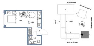 Планировка Студия, 24.86 м² ЖК «Сердце Сибири»