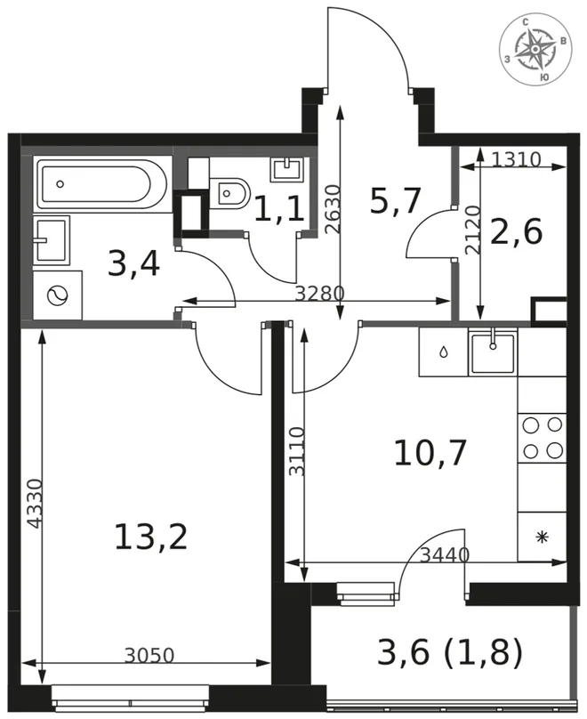 Планировка 1-комн. квартира, 38.5 м² ЖК «1-й Химкинский» Планировка 1-комн. квартира, 38.5 м² ЖК «1-й Химкинский»