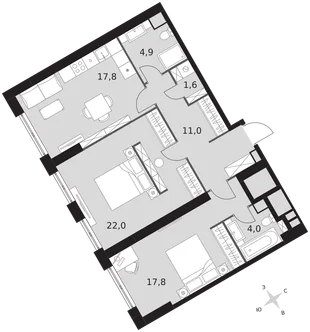 Квартира 3-комн. квартира, 79.1 м² ЖК «Архитектор» Фото 1 Квартира 3-комн. квартира, 79.1 м² ЖК «Архитектор» Фото 1