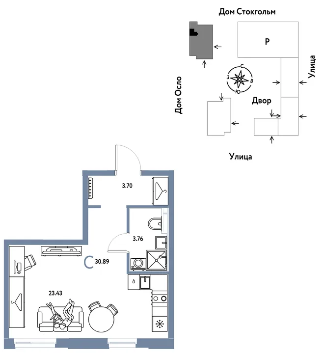 Планировка Студия, 30.89 м² ЖК «Европейский берег 2.0» Планировка Студия, 30.89 м² ЖК «Европейский берег 2.0»