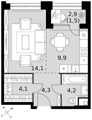 Квартира 1-комн. квартира, 38.1 м² ЖК «Sydney City» Фото 1 Квартира 1-комн. квартира, 38.1 м² ЖК «Sydney City» Фото 1