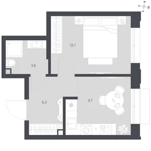 Квартира 1-комн. квартира, 32.4 м² ЖК «Флабеллум» Фото 1 Квартира 1-комн. квартира, 32.4 м² ЖК «Флабеллум» Фото 1