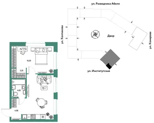 Планировка 2-комн. квартира, 45.91 м² ЖК «Страна.Парковая»