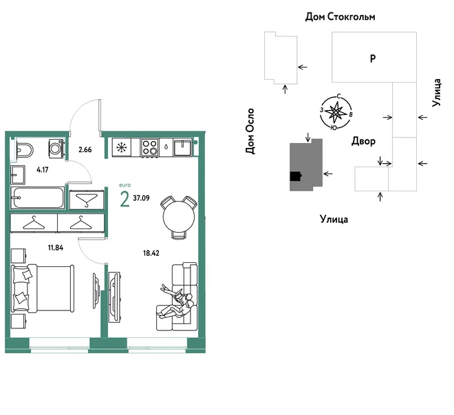 Планировка 2-комн. квартира, 37.09 м² ЖК «Европейский берег 2.0» Планировка 2-комн. квартира, 37.09 м² ЖК «Европейский берег 2.0»