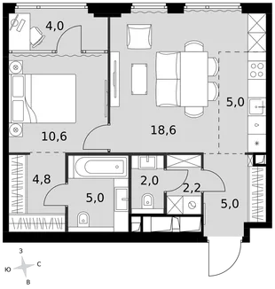 Квартира 2-комн. квартира, 57.2 м² ЖК «Sydney City» Фото 1