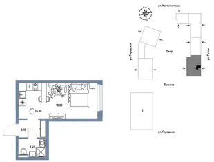 Планировка Студия, 24.98 м² ЖК «Уральский сад»