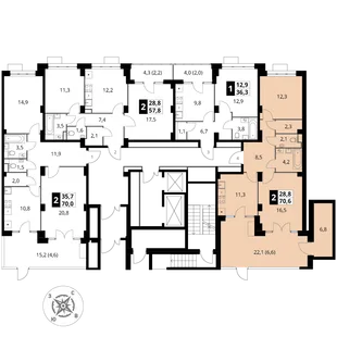 Квартира 2-комн. квартира, 69.8 м² ЖК «Южная Битца» Фото 1 Квартира 2-комн. квартира, 69.8 м² ЖК «Южная Битца» Фото 1