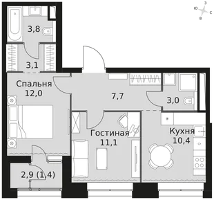 Квартира 2-комн. квартира, 52.5 м² ЖК «Sky Garden» Фото 1 Квартира 2-комн. квартира, 52.5 м² ЖК «Sky Garden» Фото 1