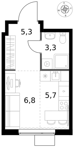 Квартира Студия, 21.1 м² ЖК «1-й Измайловский» Фото 1