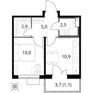 Квартира 1-комн. квартира, 32.4 м² ЖК «1-й Шереметьевский» Фото 1 Квартира 1-комн. квартира, 32.4 м² ЖК «1-й Шереметьевский» Фото 1
