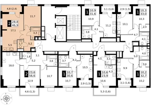 Квартира 2-комн. квартира, 46.9 м² ЖК «1-й Измайловский» Фото 2 Квартира 2-комн. квартира, 46.9 м² ЖК «1-й Измайловский» Фото 2