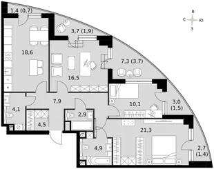 Квартира 3-комн. квартира, 99.5 м² ЖК «Sydney City» Фото 1 Квартира 3-комн. квартира, 99.5 м² ЖК «Sydney City» Фото 1