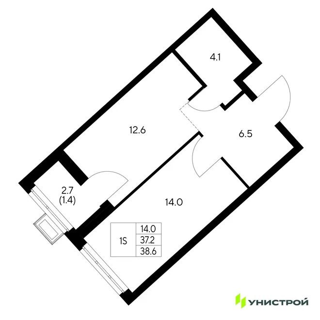 Планировка 1-комн. квартира, 38.6 м² ЖК «Стадиум» Планировка 1-комн. квартира, 38.6 м² ЖК «Стадиум»