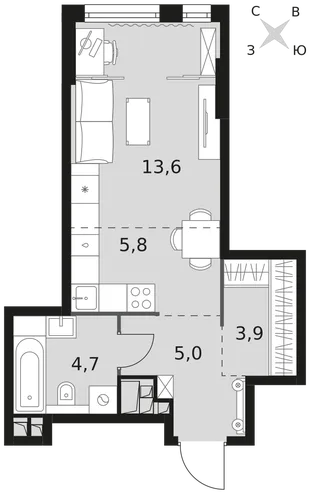 Квартира Студия, 33 м² ЖК «Rotterdam» Фото 1 Квартира Студия, 33 м² ЖК «Rotterdam» Фото 1