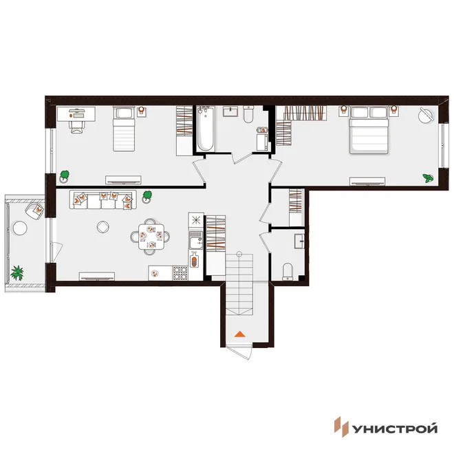 Планировка 2-комн. квартира, 76.4 м² ЖК «Лисино» Планировка 2-комн. квартира, 76.4 м² ЖК «Лисино»