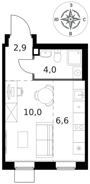 Квартира Студия, 23.5 м² ЖК «1-й Ясеневский» Фото 1