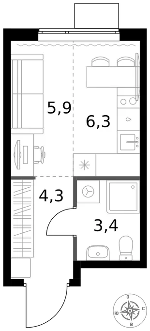 Квартира Студия, 19.9 м² ЖК «1-й Измайловский» Фото 1 Квартира Студия, 19.9 м² ЖК «1-й Измайловский» Фото 1