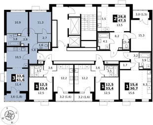 Квартира 3-комн. квартира, 61.6 м² ЖК «1-й Южный» Фото 2 Квартира 3-комн. квартира, 61.6 м² ЖК «1-й Южный» Фото 2