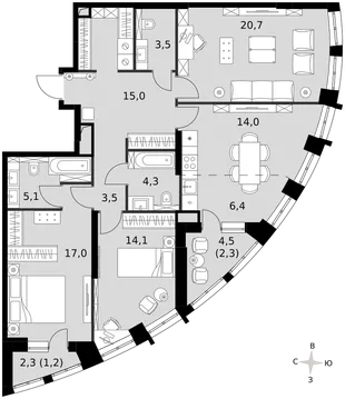 Квартира 4-комн. квартира, 106.1 м² ЖК «Sydney City» Фото 1 Квартира 4-комн. квартира, 106.1 м² ЖК «Sydney City» Фото 1
