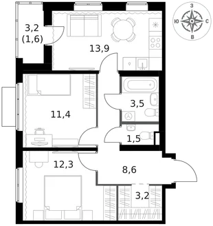 Квартира 2-комн. квартира, 56 м² ЖК «1-й Ясеневский» Фото 1 Квартира 2-комн. квартира, 56 м² ЖК «1-й Ясеневский» Фото 1