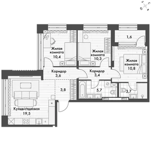 Квартира 3-комн. квартира, 73.8 м² ЖК «Философия» Фото 1 Квартира 3-комн. квартира, 73.8 м² ЖК «Философия» Фото 1